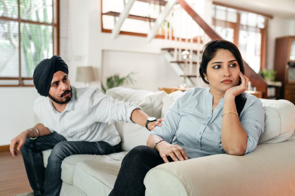 Couple working on how to control their anger after an argument.